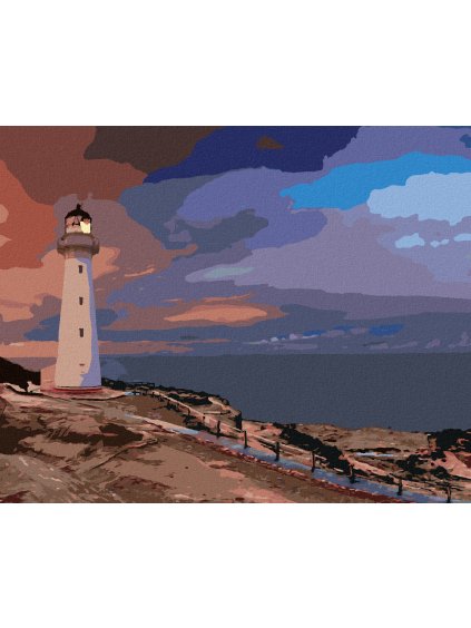 Diamantové maľovanie - BIELY MAJÁK PRI MORI (Rámovanie bez rámu a bez vypnutia plátna, Rozmer 40x50 cm)