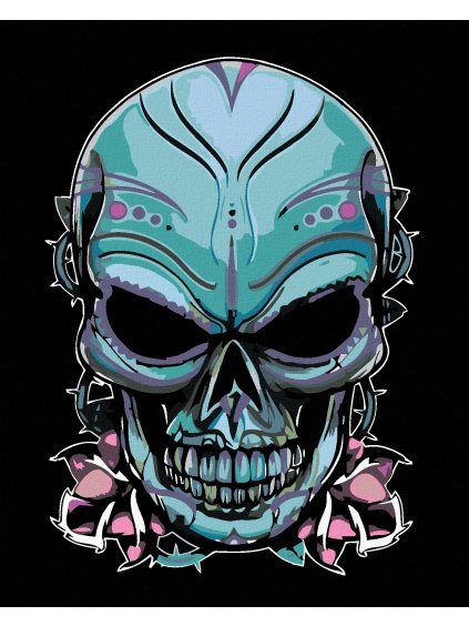 Diamantové maľovanie - TEMNÁ LEBKA (Rámovanie bez rámu a bez vypnutia plátna, Rozmer 40x50 cm)