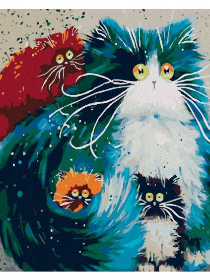 Diamantové maľovanie - OKATÁ OČKA S MAČIATKAMI (Rámovanie bez rámu a bez vypnutia plátna, Rozmer 40x50 cm)