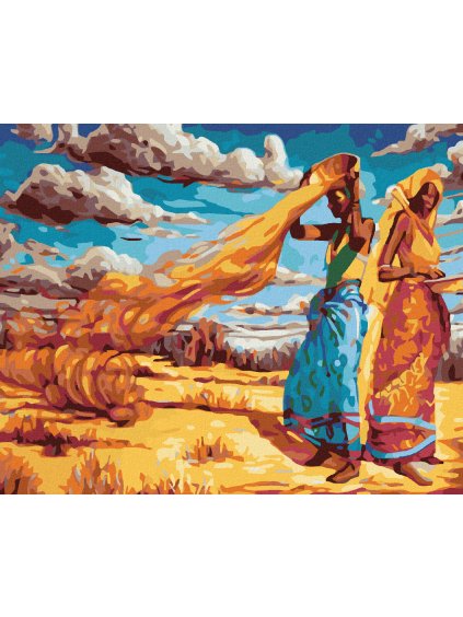 Diamantové maľovanie - AFRICKÉ ŽENY (Rámovanie bez rámu a bez vypnutia plátna, Rozmer 40x50 cm)