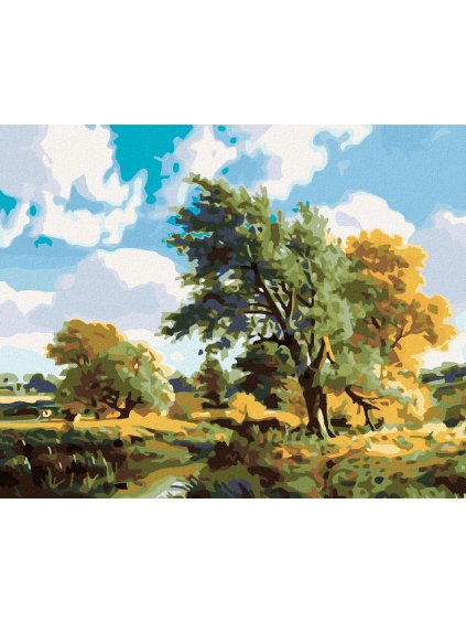 Diamantové maľovanie - STROMY PRI PRIEKE (Rámovanie bez rámu a bez vypnutia plátna, Rozmer 40x50 cm)