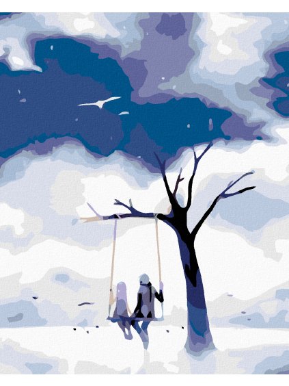 Diamantové maľovanie - HOJDAČKA (Rámovanie bez rámu a bez vypnutia plátna, Rozmer 40x50 cm)