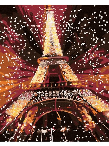 Diamantové maľovanie - EIFFELOVA VEŽA S OSVETLENÍM (Rámovanie bez rámu a bez vypnutia plátna, Rozmer 40x50 cm)