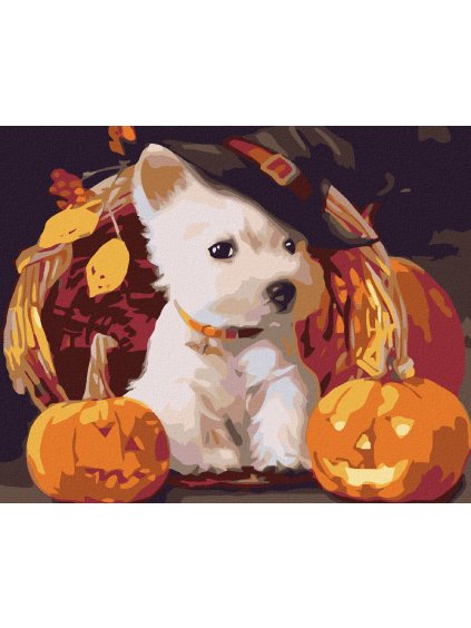 Diamantové maľovanie - ŠTENIATKO S DYŇAMI (Rámovanie bez rámu a bez vypnutia plátna, Rozmer 40x50 cm)