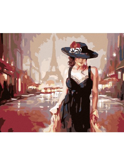 Diamantové maľovanie - ŽENA V PARÍŽI (Rámovanie bez rámu a bez vypnutia plátna, Rozmer 40x50 cm)