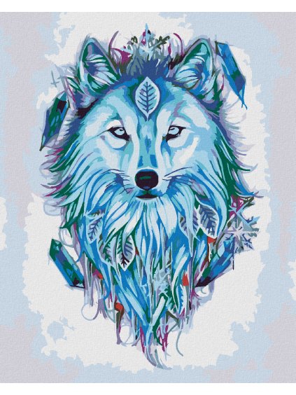 Diamantové maľovanie - LAPAČ SNOV S VLKOM (Rámovanie bez rámu a bez vypnutia plátna, Rozmer 40x50 cm)