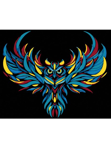 Diamantové maľovanie - FAREBNÁ LETIACA SOVA (Rámovanie bez rámu a bez vypnutia plátna, Rozmer 40x50 cm)