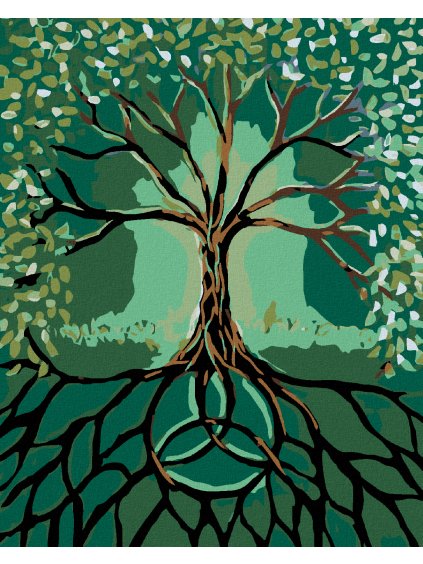 Diamantové maľovanie - STROM S KOREŇMI (Rámovanie bez rámu a bez vypnutia plátna, Rozmer 40x50 cm)