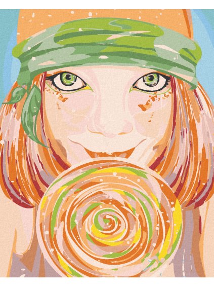 Diamantové maľovanie - ZELENOOKÁ ŽENA A LÍZATKO (Rámovanie bez rámu a bez vypnutia plátna, Rozmer 40x50 cm)