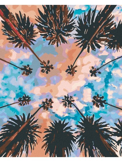 Diamantové maľovanie - NEBO NAD PALMAMI (Rámovanie bez rámu a bez vypnutia plátna, Rozmer 40x50 cm)