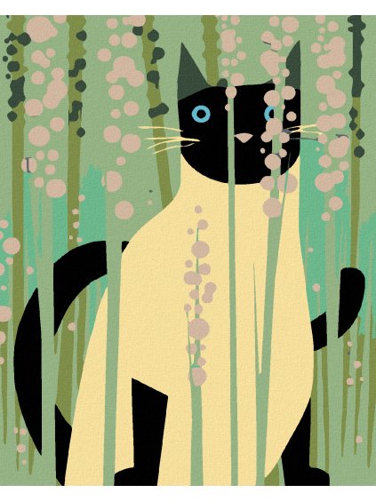 Diamantové maľovanie - MAČKA MEDZI STONKAMI (Rámovanie bez rámu a bez vypnutia plátna, Rozmer 40x50 cm)