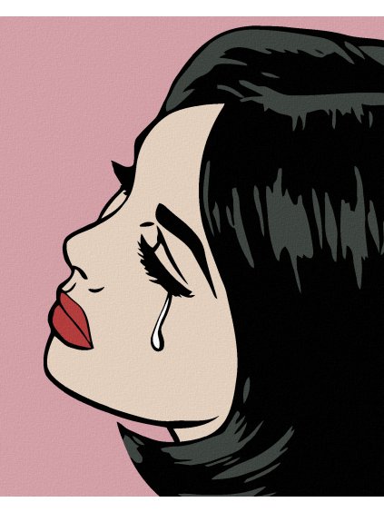 Diamantové maľovanie - SMUTNÁ ČIERNOVLÁSKA (Rámovanie bez rámu a bez vypnutia plátna, Rozmer 40x50 cm)