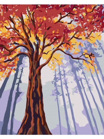 Diamantové maľovanie - VYSOKÝ JESENNÝ STROM (Rámovanie bez rámu a bez vypnutia plátna, Rozmer 40x50 cm)