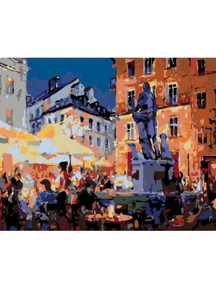 Diamantové maľovanie - REŠTAURÁCIA POD SOCHOU (Rámovanie bez rámu a bez vypnutia plátna, Rozmer 40x50 cm)