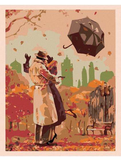 Diamantové maľovanie - JESENNÁ ROMANCA (Rámovanie bez rámu a bez vypnutia plátna, Rozmer 40x50 cm)