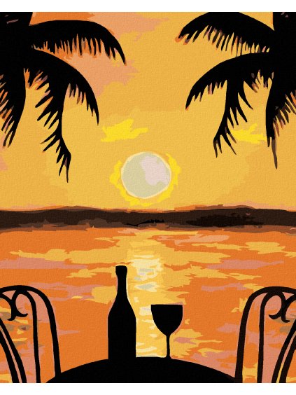 Diamantové maľovanie - ROMANTIKA POD PALMOU (Rámovanie bez rámu a bez vypnutia plátna, Rozmer 40x50 cm)