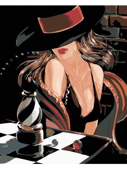 Diamantové maľovanie - SEXY ŠACHISTKA (Rámovanie bez rámu a bez vypnutia plátna, Rozmer 40x50 cm)