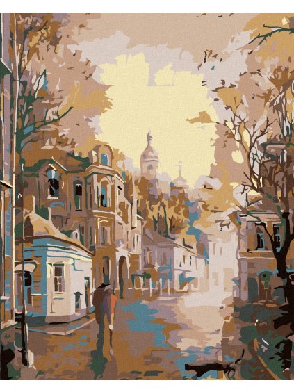 Diamantové maľovanie - RANNÉ POKOJNÉ MESTEČKO (Rámovanie bez rámu a bez vypnutia plátna, Rozmer 40x50 cm)