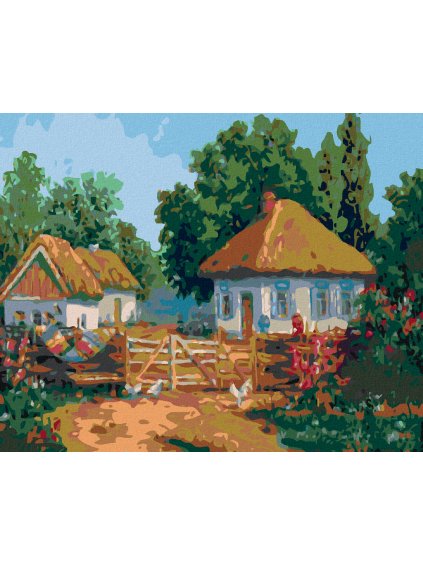Diamantové maľovanie - VIDIECKE CHALÚPKY (Rámovanie bez rámu a bez vypnutia plátna, Rozmer 40x50 cm)
