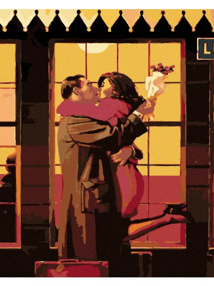 Diamantové maľovanie - ZAMILOVANÉ PRIVÍTANIE S RUŽAMI (Rámovanie bez rámu a bez vypnutia plátna, Rozmer 40x50 cm)