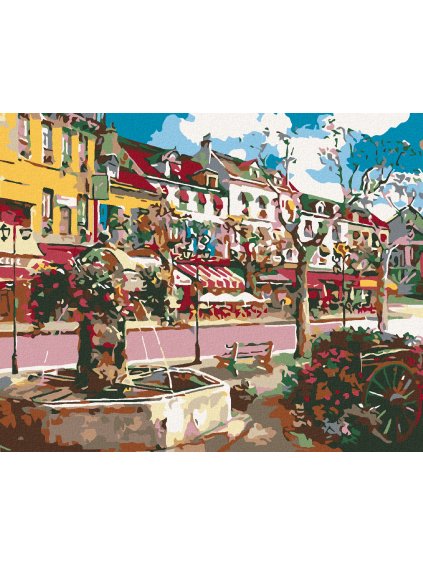 Diamantové maľovanie - LETNÁ ULICA (Rámovanie bez rámu a bez vypnutia plátna, Rozmer 40x50 cm)