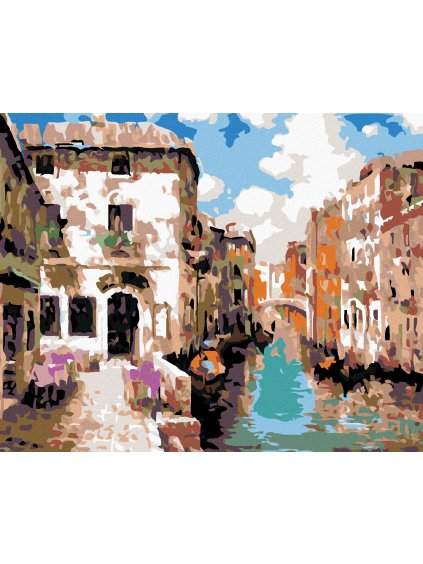 Diamantové maľovanie - RIEKA PRETEKAJÚCA MESTOM (Rámovanie bez rámu a bez vypnutia plátna, Rozmer 40x50 cm)