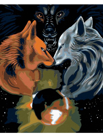 Diamantové maľovanie - TRAJA VLCI (Rámovanie bez rámu a bez vypnutia plátna, Rozmer 40x50 cm)