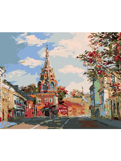 Diamantové maľovanie - KOSTOLNÍK NA PREDMESTÍ (Rámovanie bez rámu a bez vypnutia plátna, Rozmer 40x50 cm)