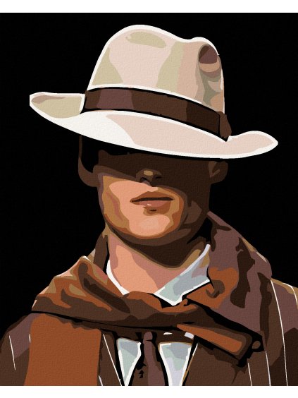 Diamantové maľovanie - TAJOMNÝ MUŽ V KLOBÚKU (Rámovanie bez rámu a bez vypnutia plátna, Rozmer 40x50 cm)