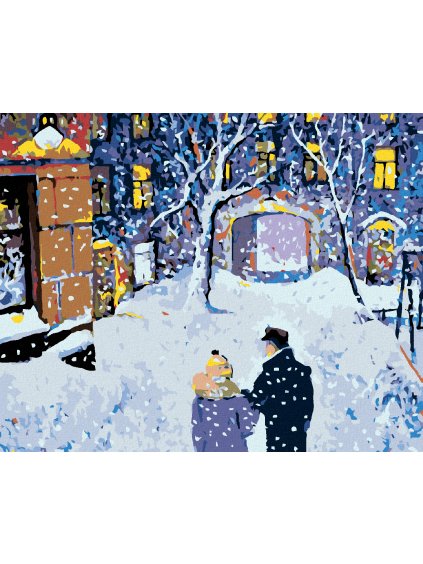 Diamantové maľovanie - ZIMNÁ PRECHÁDZKA V DVOJICI (Rámovanie bez rámu a bez vypnutia plátna, Rozmer 40x50 cm)