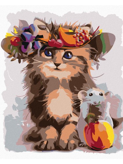 Diamantové maľovanie - AKO MAČKA A MYŠ (Rámovanie bez rámu a bez vypnutia plátna, Rozmer 40x50 cm)