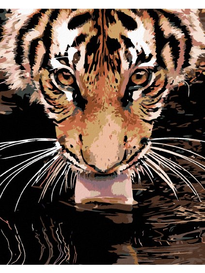 Diamantové maľovanie - TIGER PRI VODE (Rámovanie bez rámu a bez vypnutia plátna, Rozmer 40x50 cm)