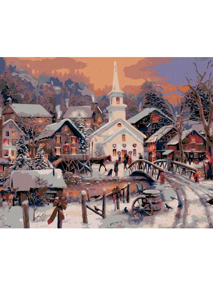 Diamantové maľovanie - BIELY KOSTOL (Rámovanie bez rámu a bez vypnutia plátna, Rozmer 40x50 cm)