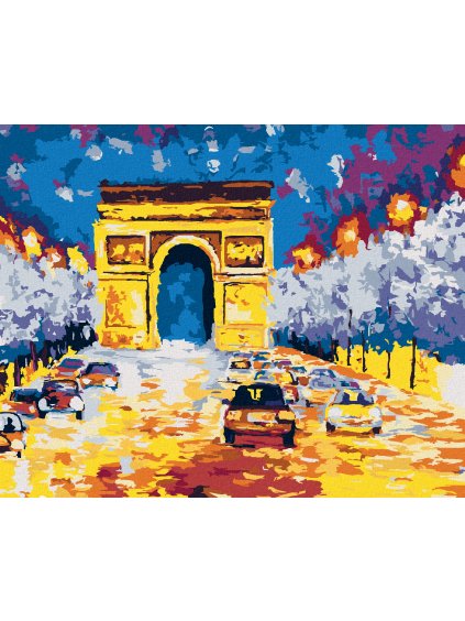 Diamantové maľovanie - VÍŤAZNÝ OBLÚK S AUTAMI (Rámovanie bez rámu a bez vypnutia plátna, Rozmer 40x50 cm)