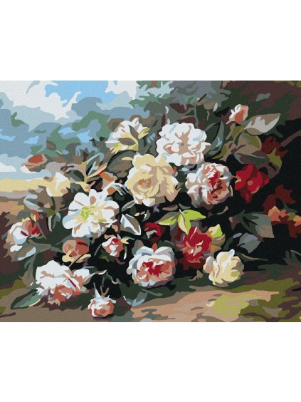 Diamantové maľovanie - DIVÉ RUŽE (Rámovanie bez rámu a bez vypnutia plátna, Rozmer 40x50 cm)