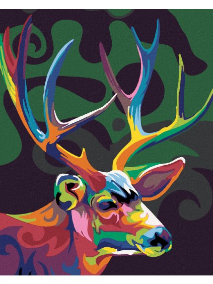 Diamantové maľovanie - FAREBNÝ JELEŇ (Rámovanie bez rámu a bez vypnutia plátna, Rozmer 40x50 cm)