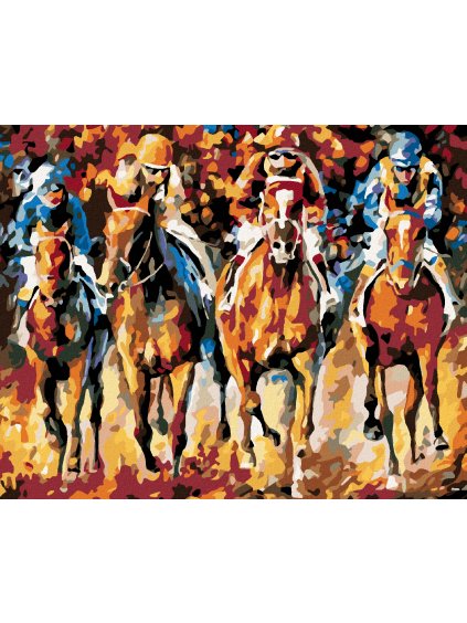 Diamantové maľovanie - PRETEKY NA KOŇOCH (Rámovanie bez rámu a bez vypnutia plátna, Rozmer 40x50 cm)