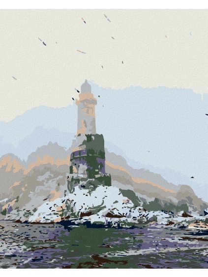 Diamantové maľovanie - MAJÁK V HMLE (Rámovanie bez rámu a bez vypnutia plátna, Rozmer 40x50 cm)