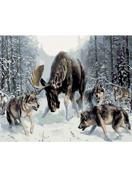 Diamantové maľovanie - LOS S VLKMI (Rámovanie bez rámu a bez vypnutia plátna, Rozmer 40x50 cm)