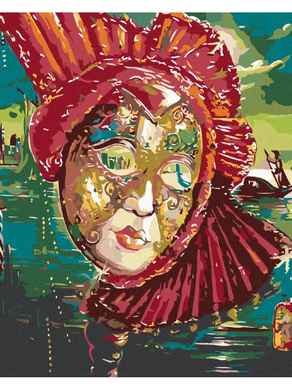 Diamantové maľovanie - KARNEVALOVÁ MASKA (Rámovanie bez rámu a bez vypnutia plátna, Rozmer 40x50 cm)