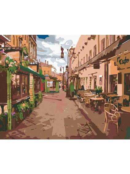 Diamantové maľovanie - PRÁZDNE MESTEČKO (Rámovanie bez rámu a bez vypnutia plátna, Rozmer 40x50 cm)