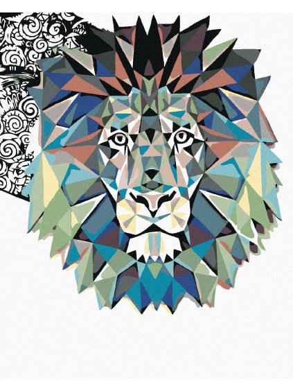 Diamantové maľovanie - MOZAIKOVÝ LEV (Rámovanie bez rámu a bez vypnutia plátna, Rozmer 40x50 cm)