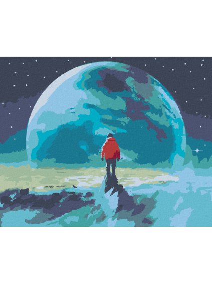 Diamantové maľovanie - MUŽ NA VRCHOLE HORY (Rámovanie bez rámu a bez vypnutia plátna, Rozmer 40x50 cm)