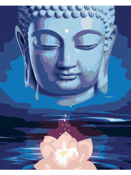 Diamantové maľovanie - MODRÝ BUDHA S LOTOSOM (Rámovanie bez rámu a bez vypnutia plátna, Rozmer 40x50 cm)