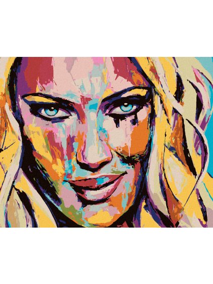 Diamantové maľovanie - PORTRÉT FAREBNÁ ŽENA II (Rámovanie bez rámu a bez vypnutia plátna, Rozmer 40x50 cm)
