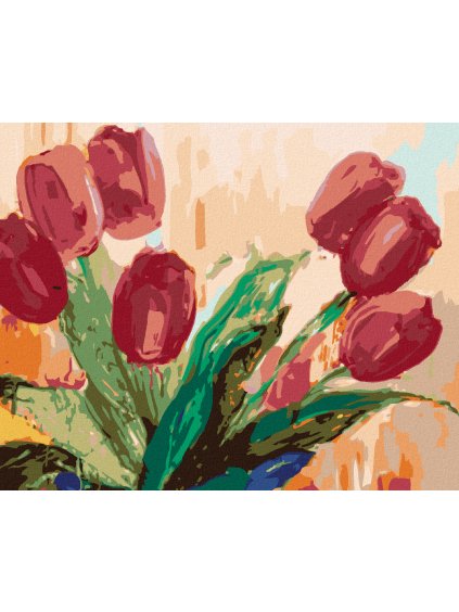 Diamantové maľovanie - ČERVENÉ TULIPÁNY (Rámovanie bez rámu a bez vypnutia plátna, Rozmer 40x50 cm)