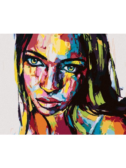Diamantové maľovanie - PORTRÉT FAREBNÁ ŽENA III (Rámovanie bez rámu a bez vypnutia plátna, Rozmer 40x50 cm)