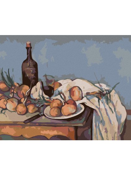 Diamantové maľovanie - CIBUĽA A FĽAŠA (P. CÉZANNE) (Rámovanie bez rámu a bez vypnutia plátna, Rozmer 40x50 cm)