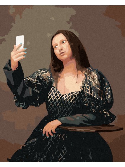 Diamantové maľovanie - MONA LISA SELFIE (Rámovanie bez rámu a bez vypnutia plátna, Rozmer 40x50 cm)