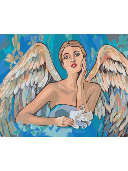 Diamantové maľovanie - VIANOČNÝ ANJEL (Rámovanie bez rámu a bez vypnutia plátna, Rozmer 40x50 cm)